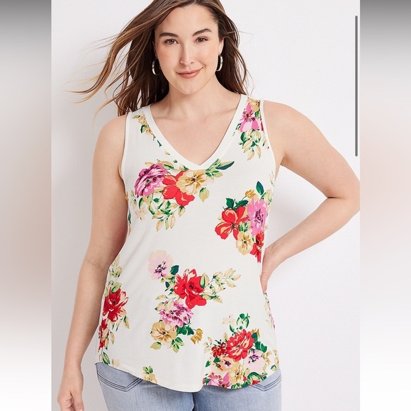 NWT 24/7 by Maurices Pink and White Fitted Sleeveless Tank Top - Picture 1 of 5